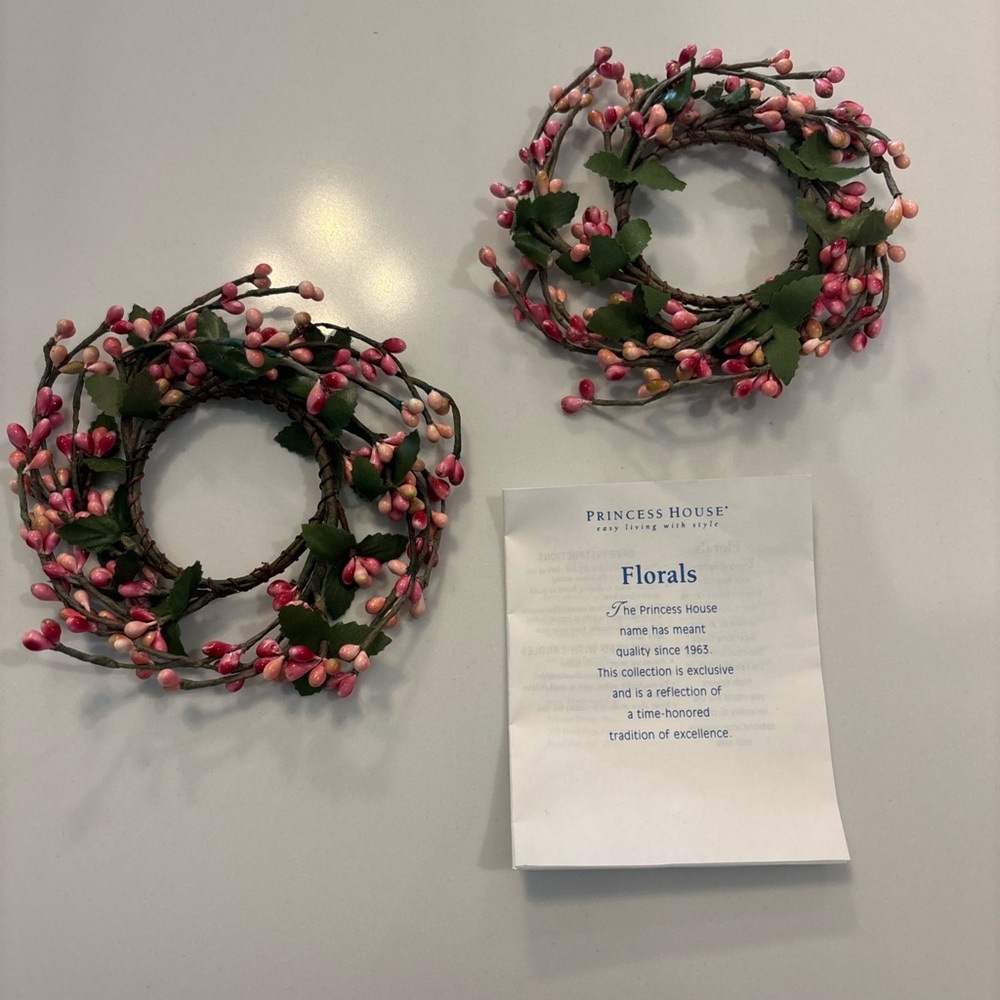 Princess House Pink Berry Candle Ring Wreaths (Set of 2) - Picture 4 of 4
